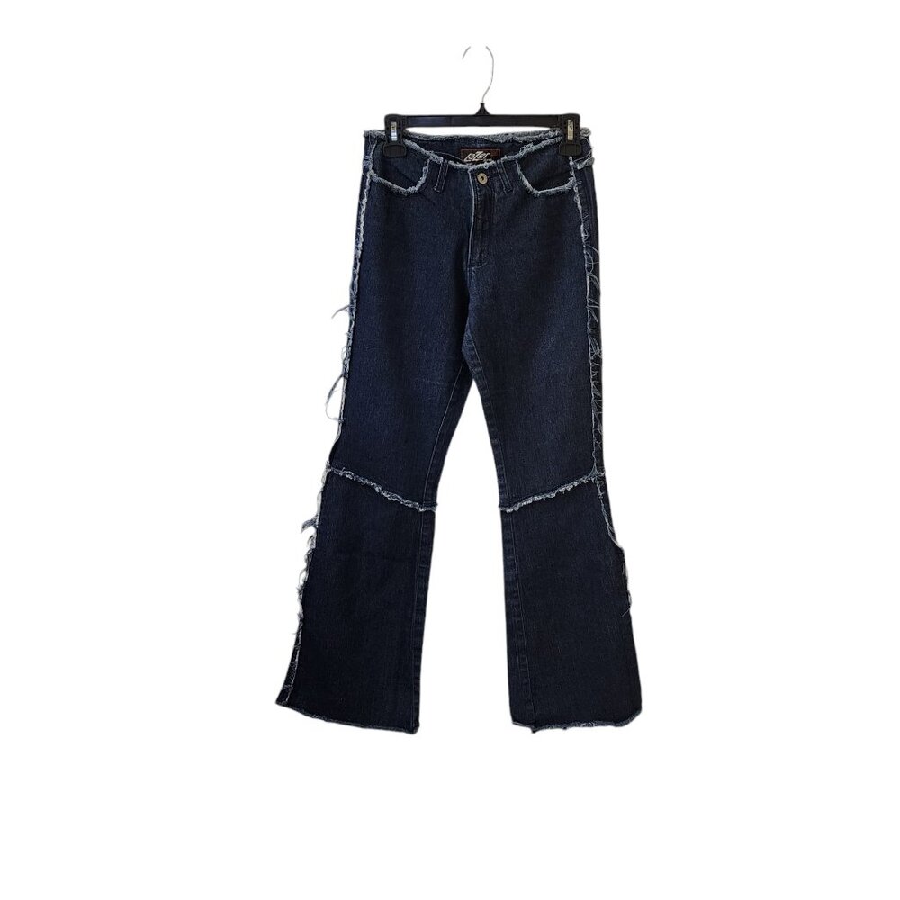 Lazer Vintage Late 90s y2k 2000s Flare Leg Jeans Size 3 Low Rise Dark Wash